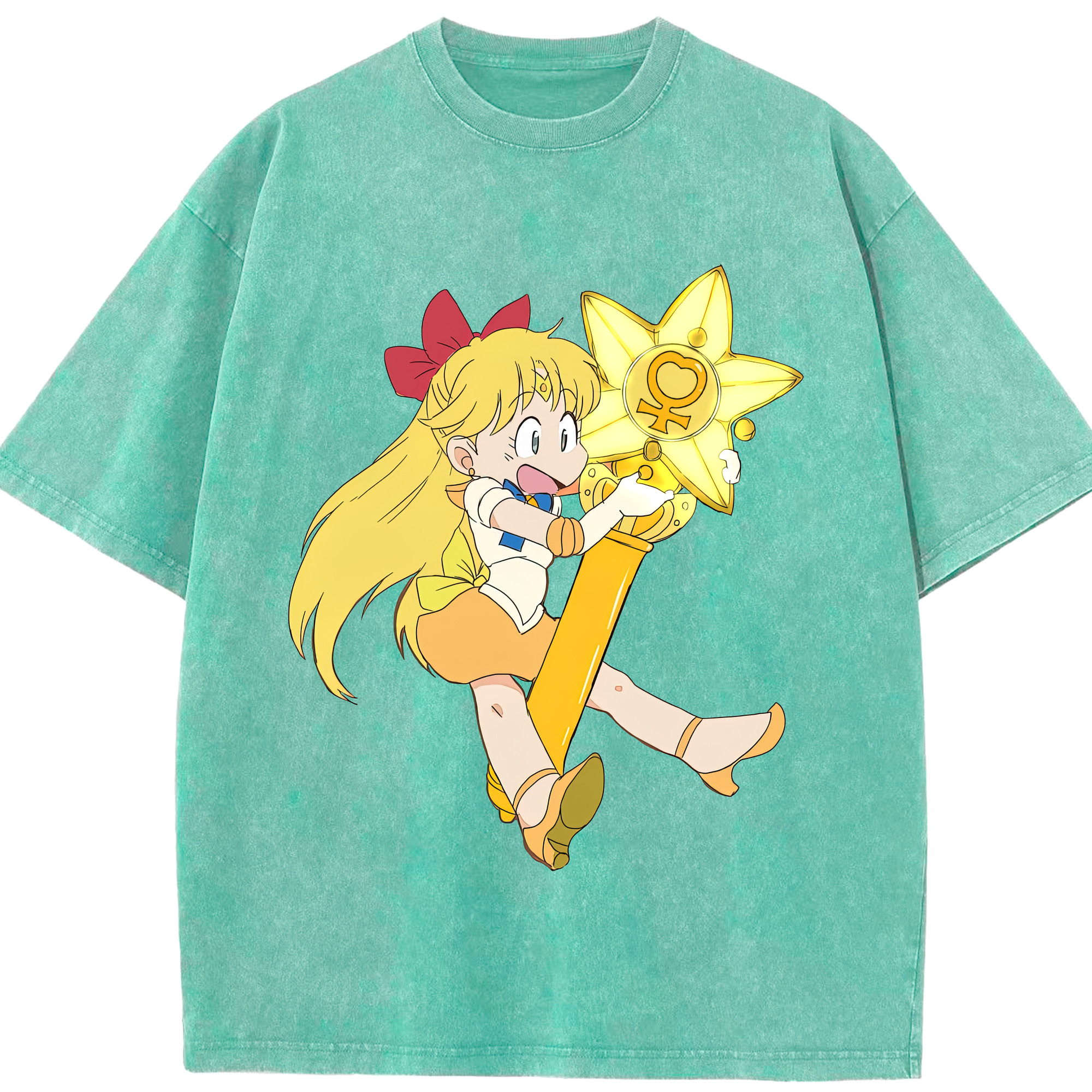 （画像用） 美少女戦士セーラームーン 愛野 美奈子 あいの みなこ Sailor Moon Aino Minako 綿100% ヴィンテージ風 半袖Tシャツ（フロントプリント）
